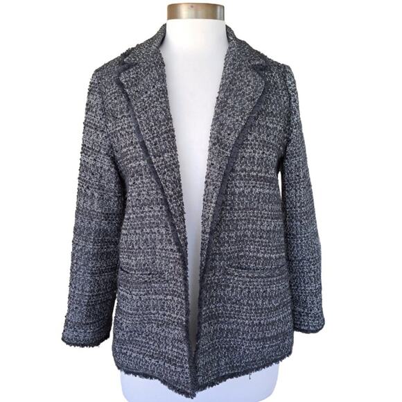 Revolve Cupcakes and Cashmere Gregory Tweed Fringe Blazer Jacket Black - Picture 2 of 9